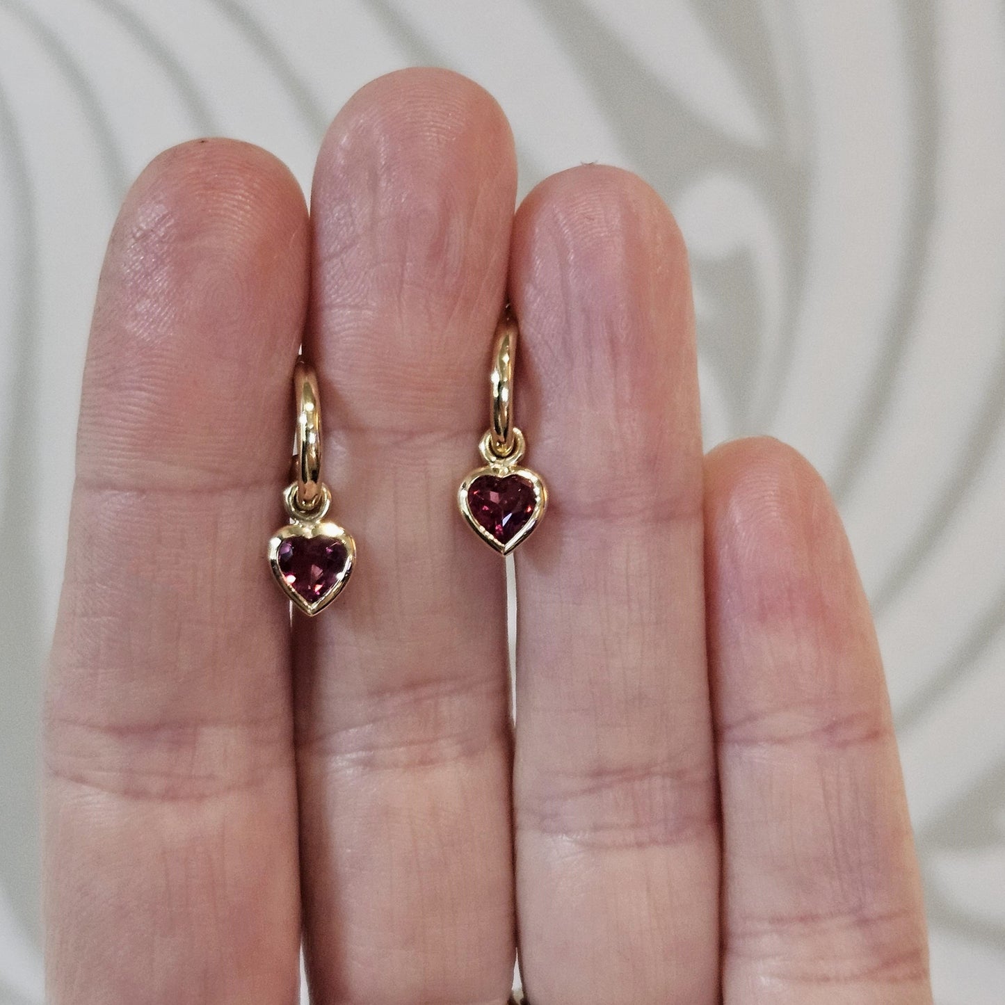 HOPKINS 18ct Yellow Gold 'Heart' Half Hoops with Rubellite