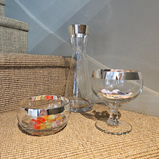 SONJA QUANDT Silver & Crystal Footed Bowl
