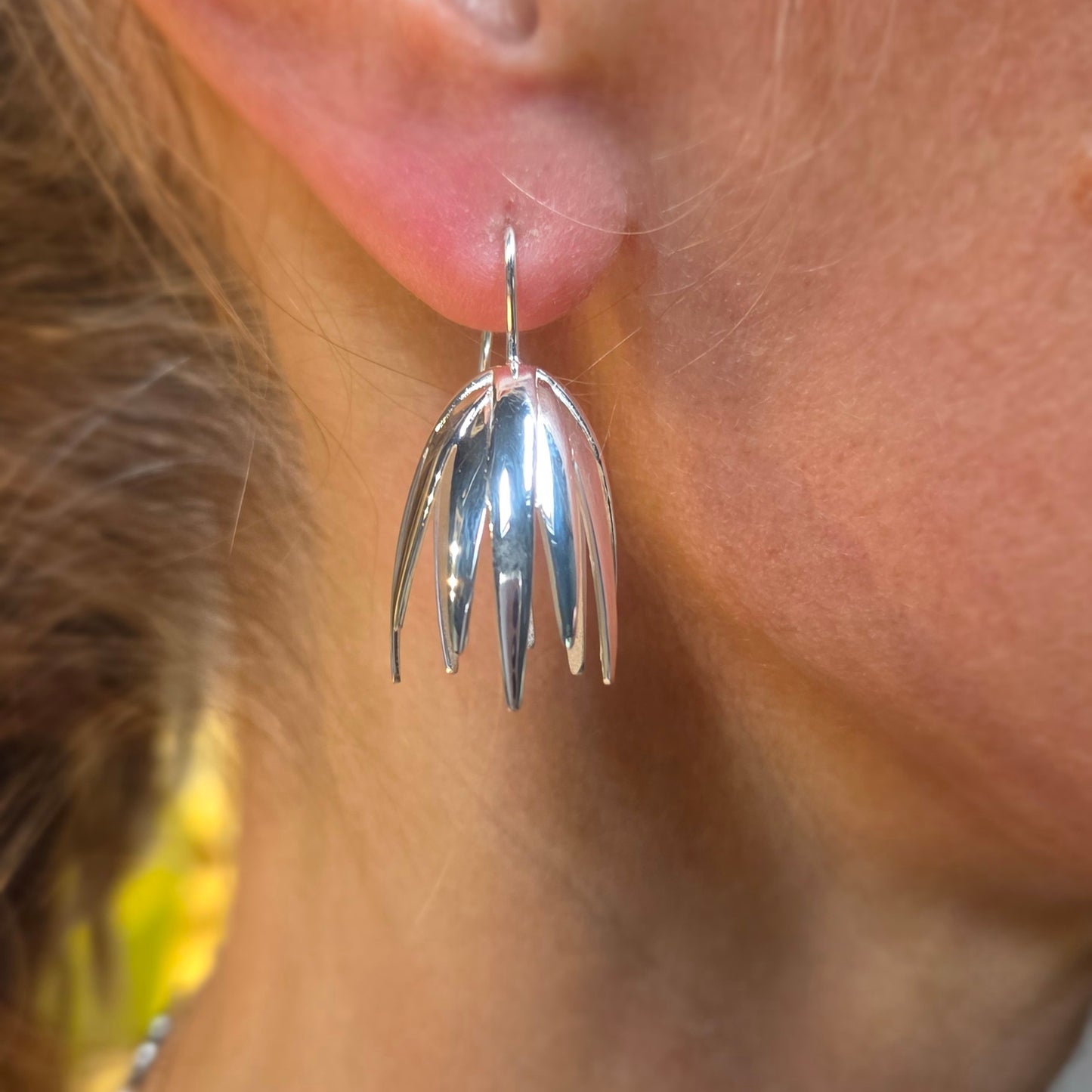 QUINN Silver 'Flower Bell' Drop Earrings