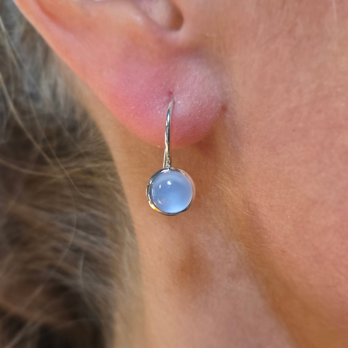 QUINN Silver Blue Chalcedony Drop Earrings