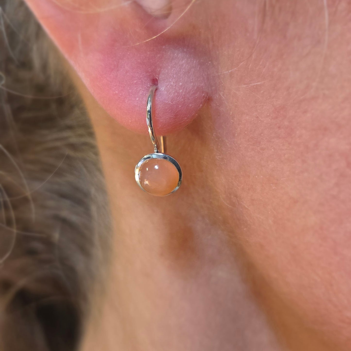 QUINN Silver Peach Monstone Drop Earrings