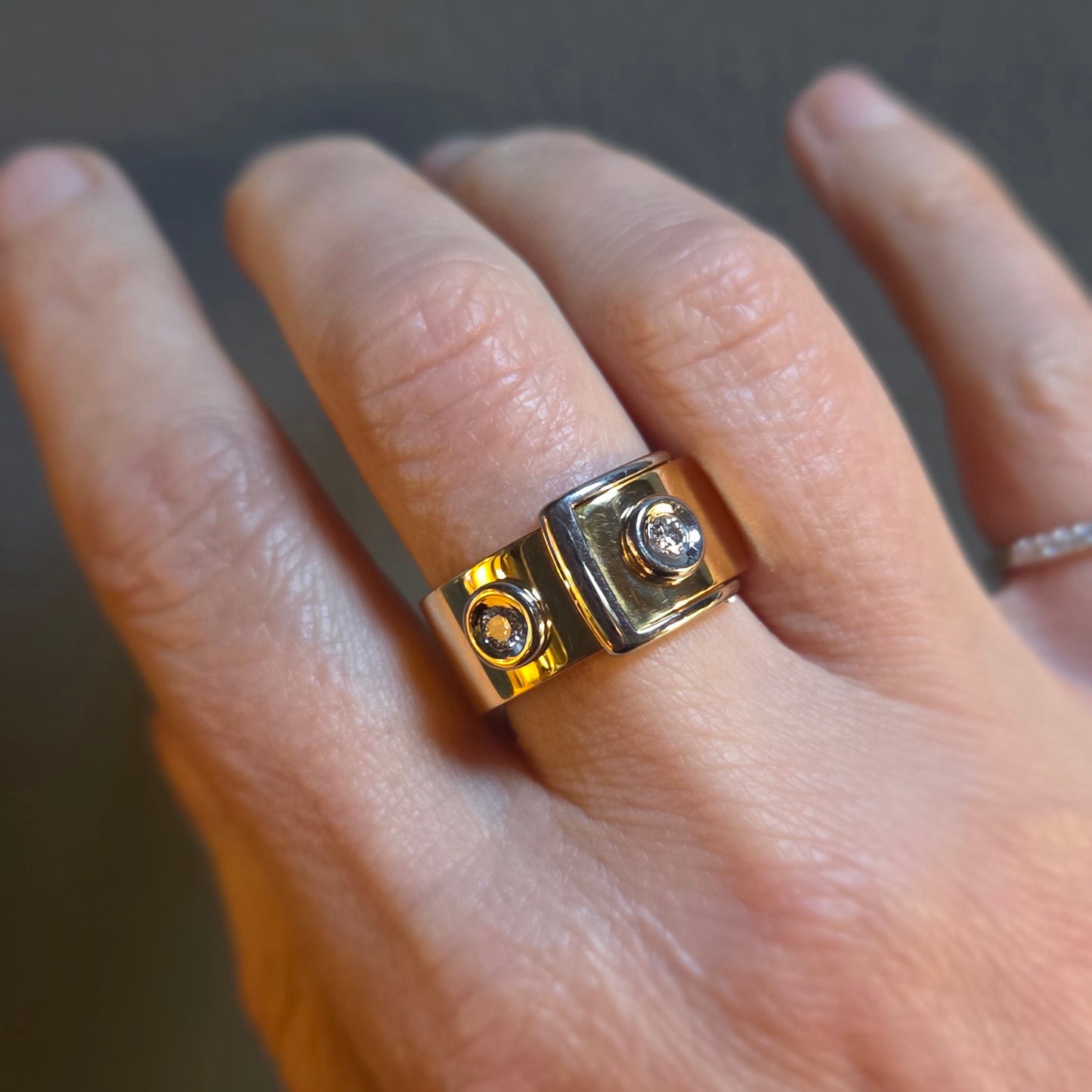 ADAM 18ct Gold & Diamond 'Strap' Ring