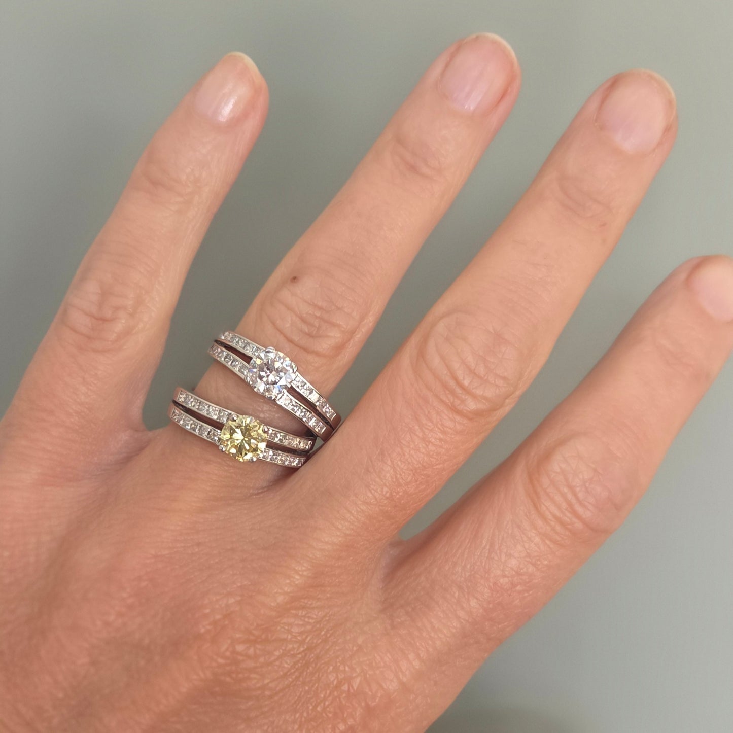 SOLEY Platinum Fancy Yellow Diamond 'SplitShank' Ring