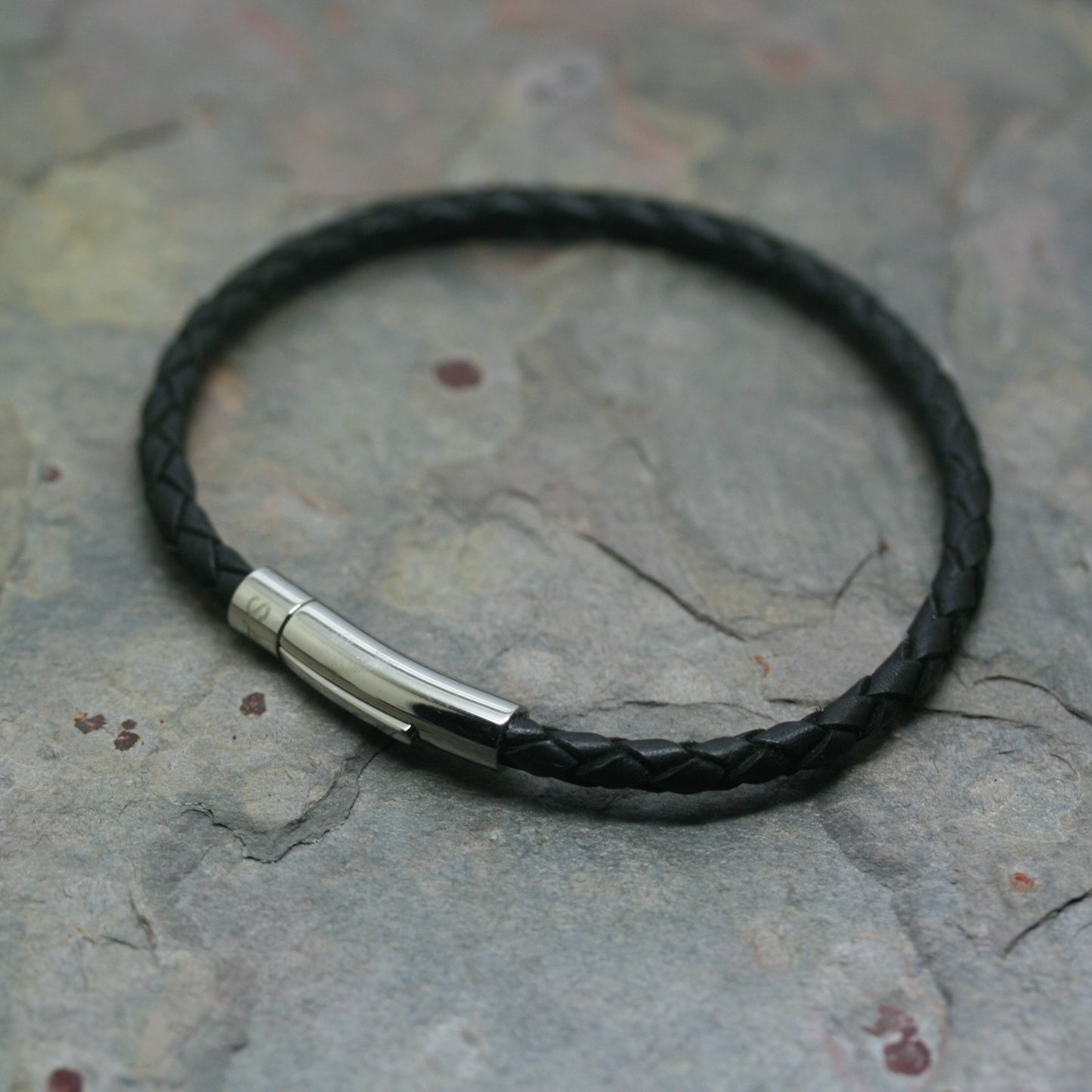SAN Slim 'Plaited' Leather Bracelet