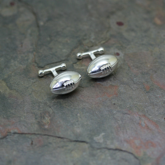 CURT Silver 'Rugby Ball' Cufflinks