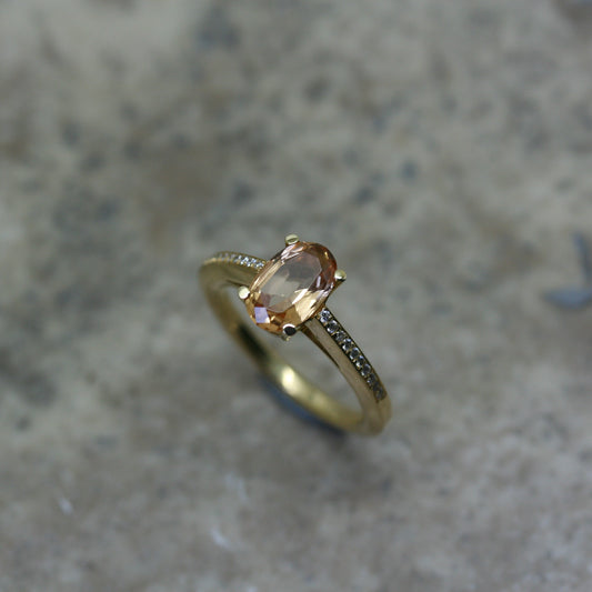 ADAM 18ct Yellow Gold Imperial Topaz and Diamond Microset Ring