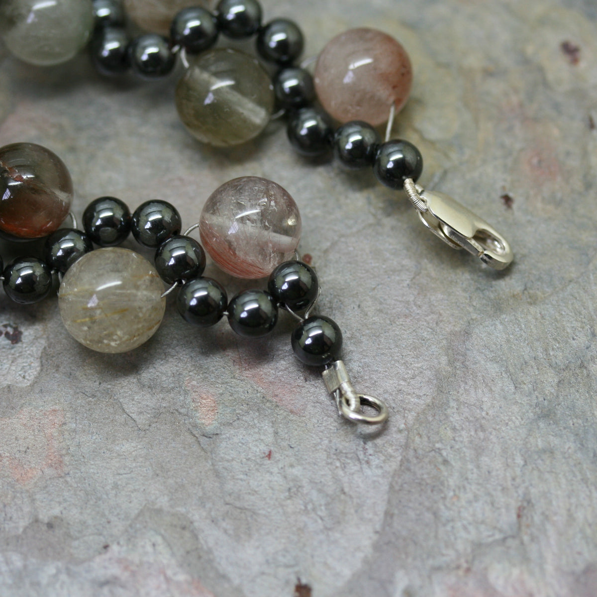 ADAM Rutilated Quartz & Hematite Wave Bracelet