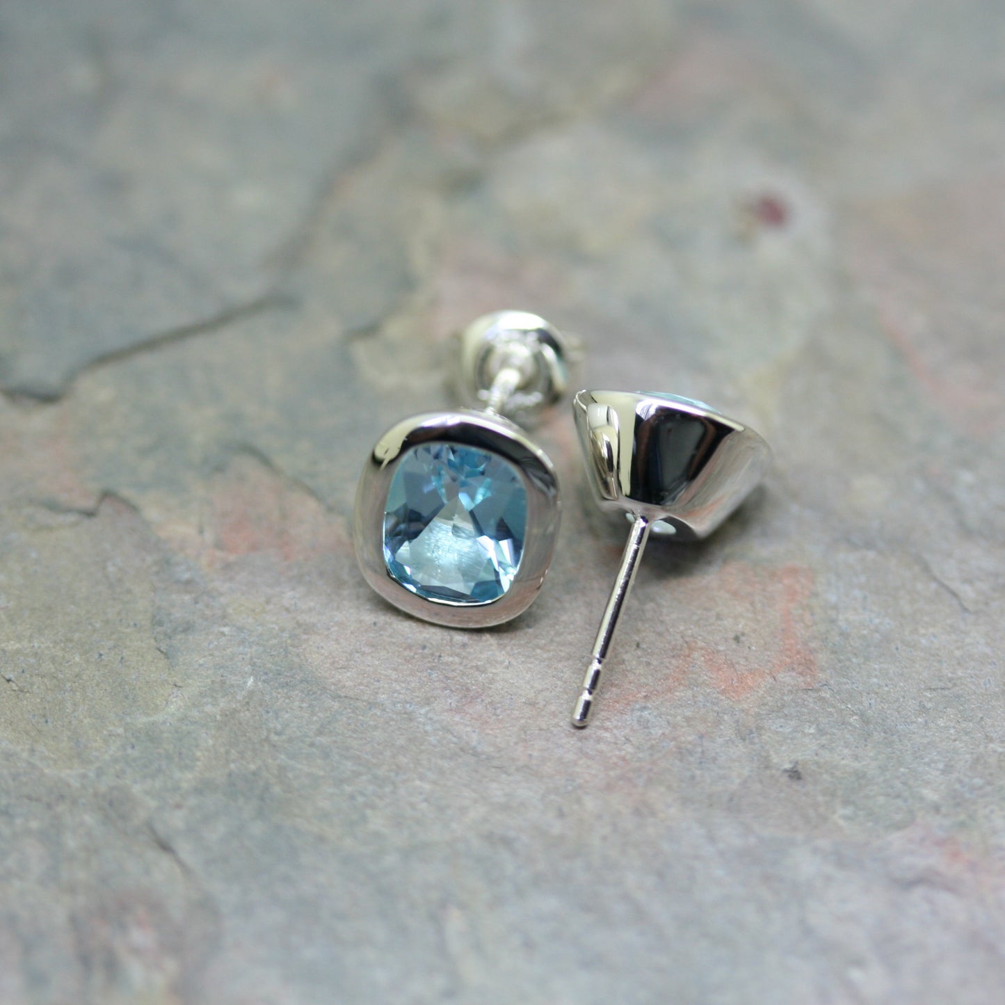 QUINN Silver Blue Topaz Stud Earrings
