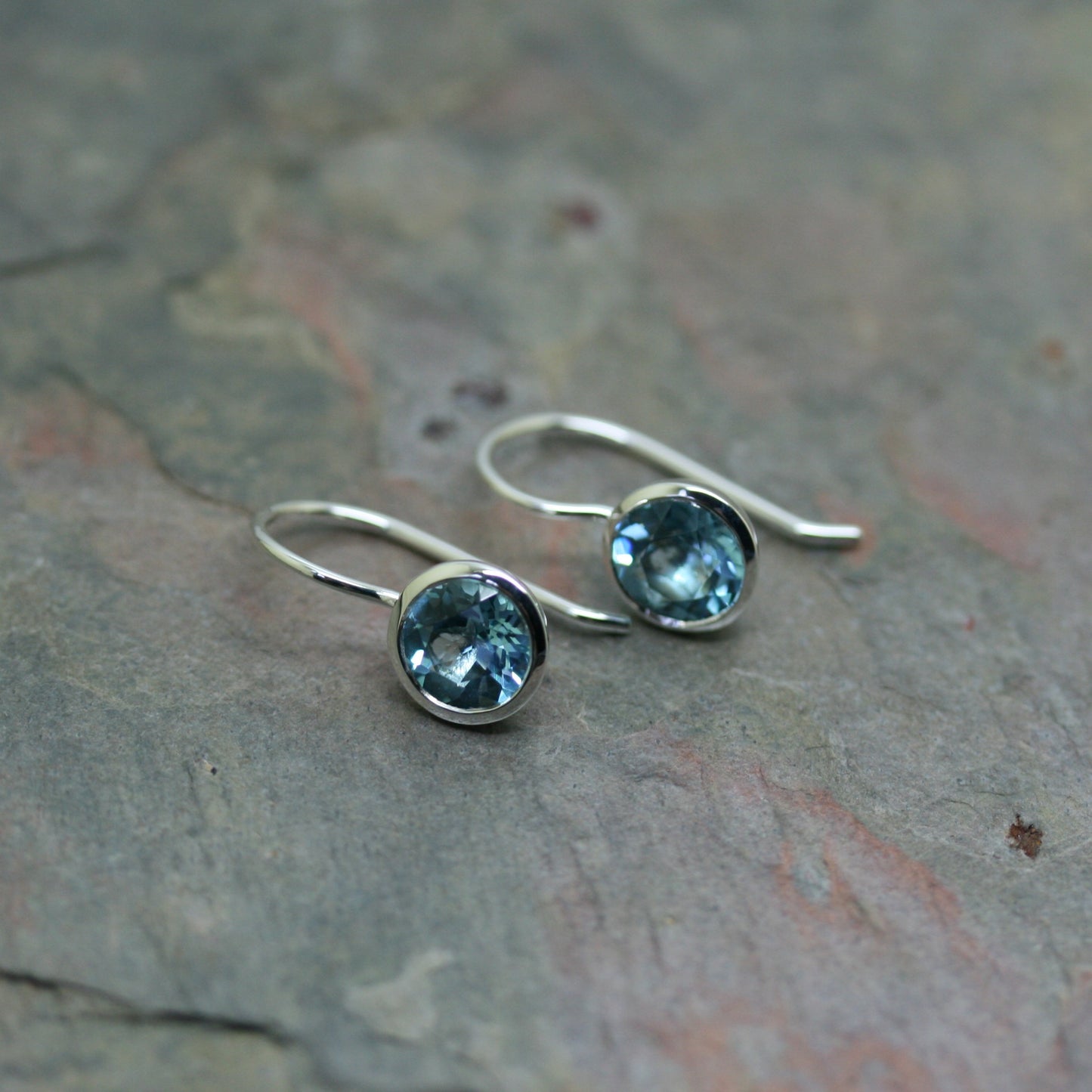 QUINN Silver Stone Set Button Back Drop Earrings