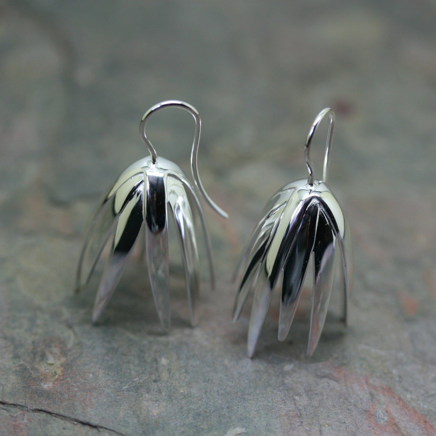 QUINN Silver 'Flower Bell' Drop Earrings