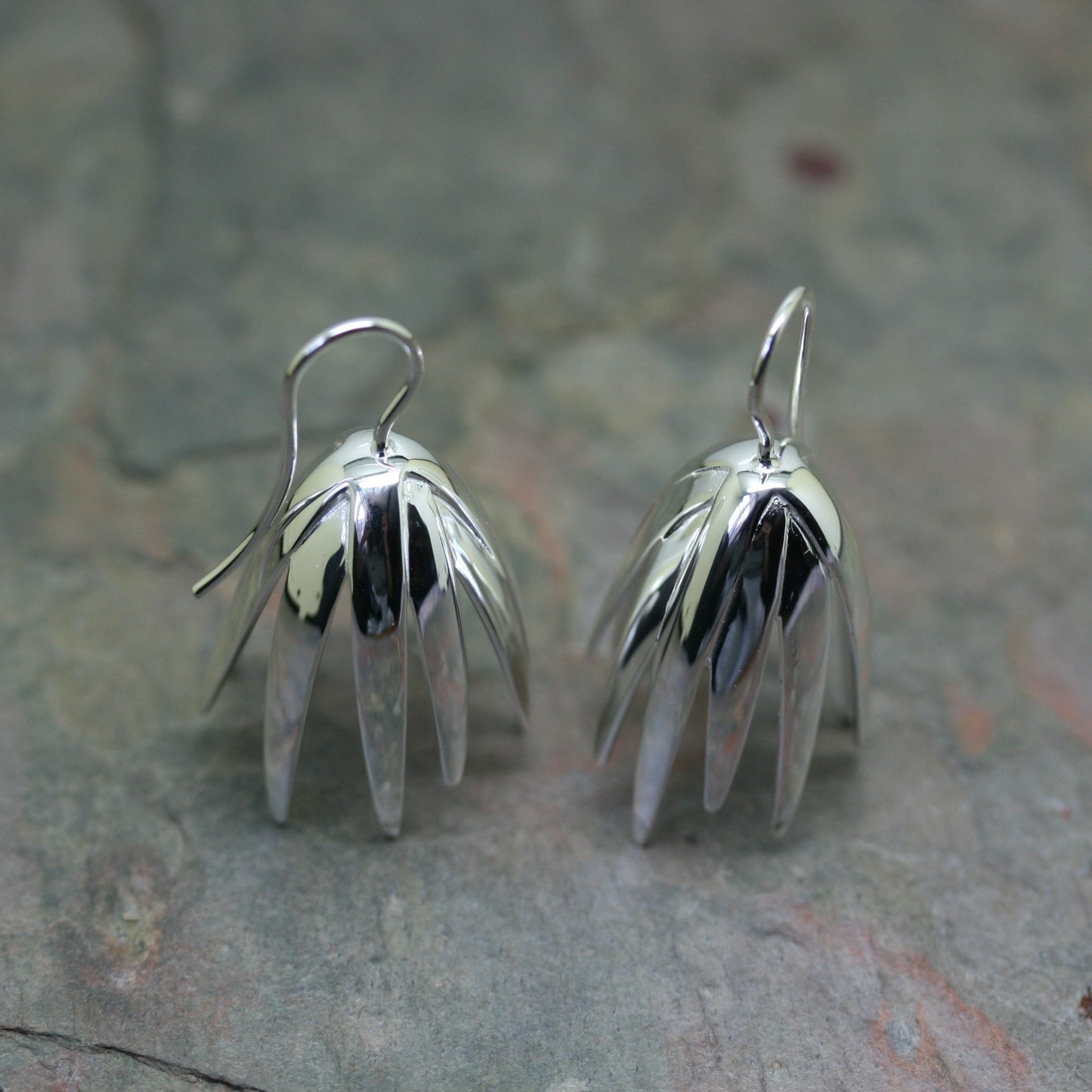 QUINN Silver 'Flower Bell' Drop Earrings