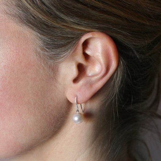 RAW Pearl & Diamond Drop Earrings