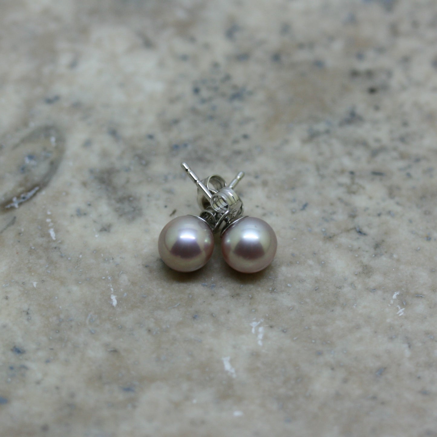 RAW Yellow Gold White Pearl Stud Earrings