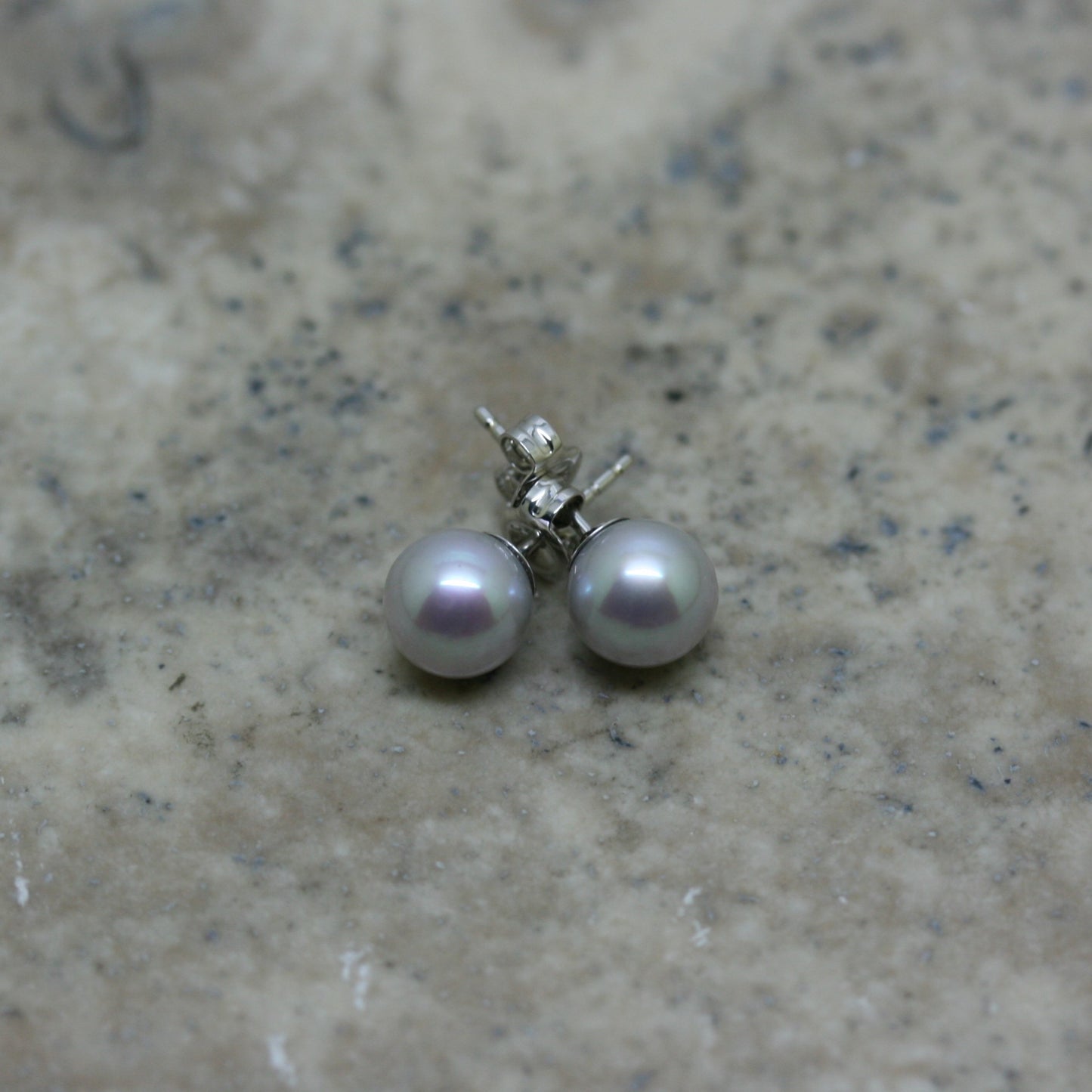 RAW Yellow Gold White Pearl Stud Earrings