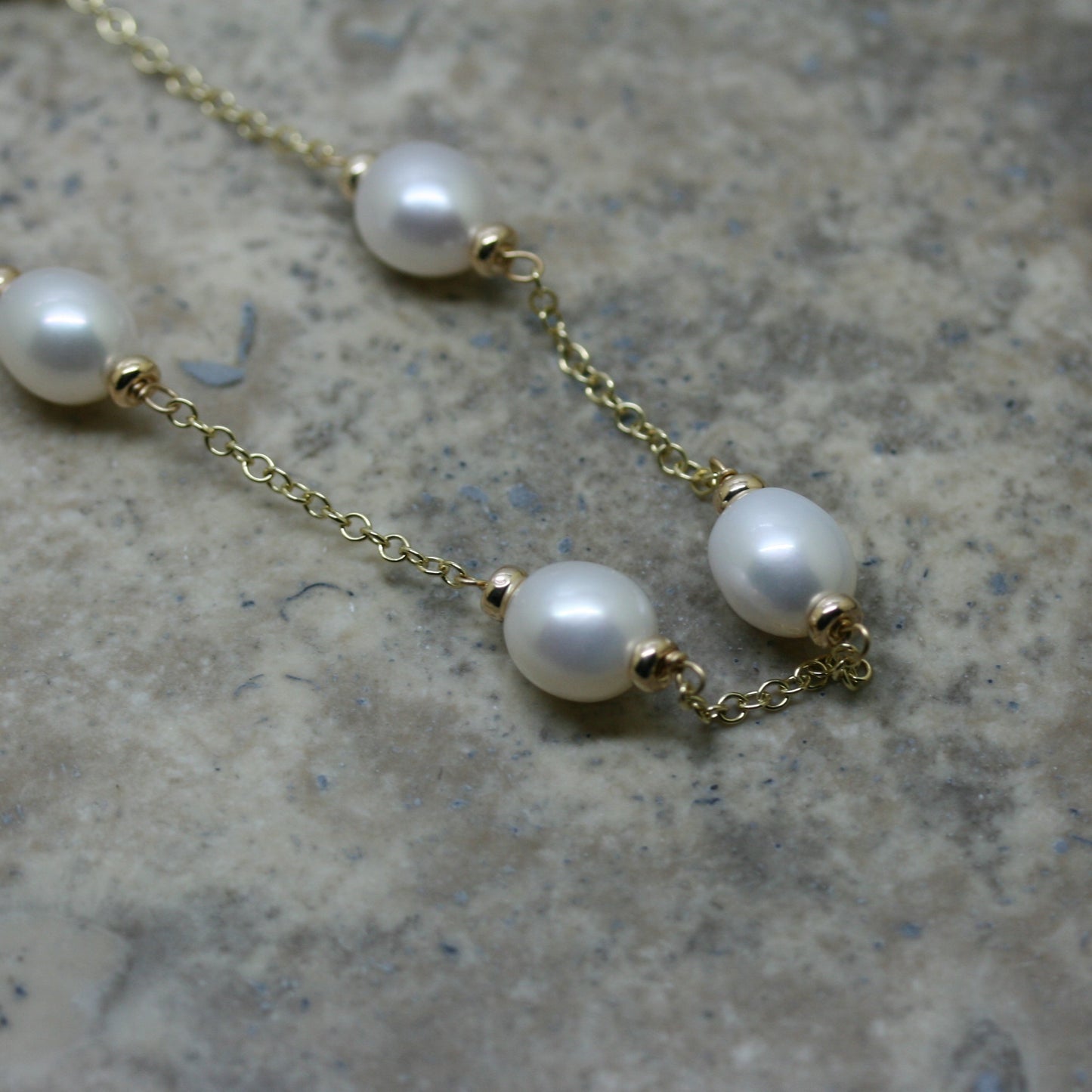 RAW 9ct Yellow Gold Chain & Cultured Pearl 'Berry' Necklace