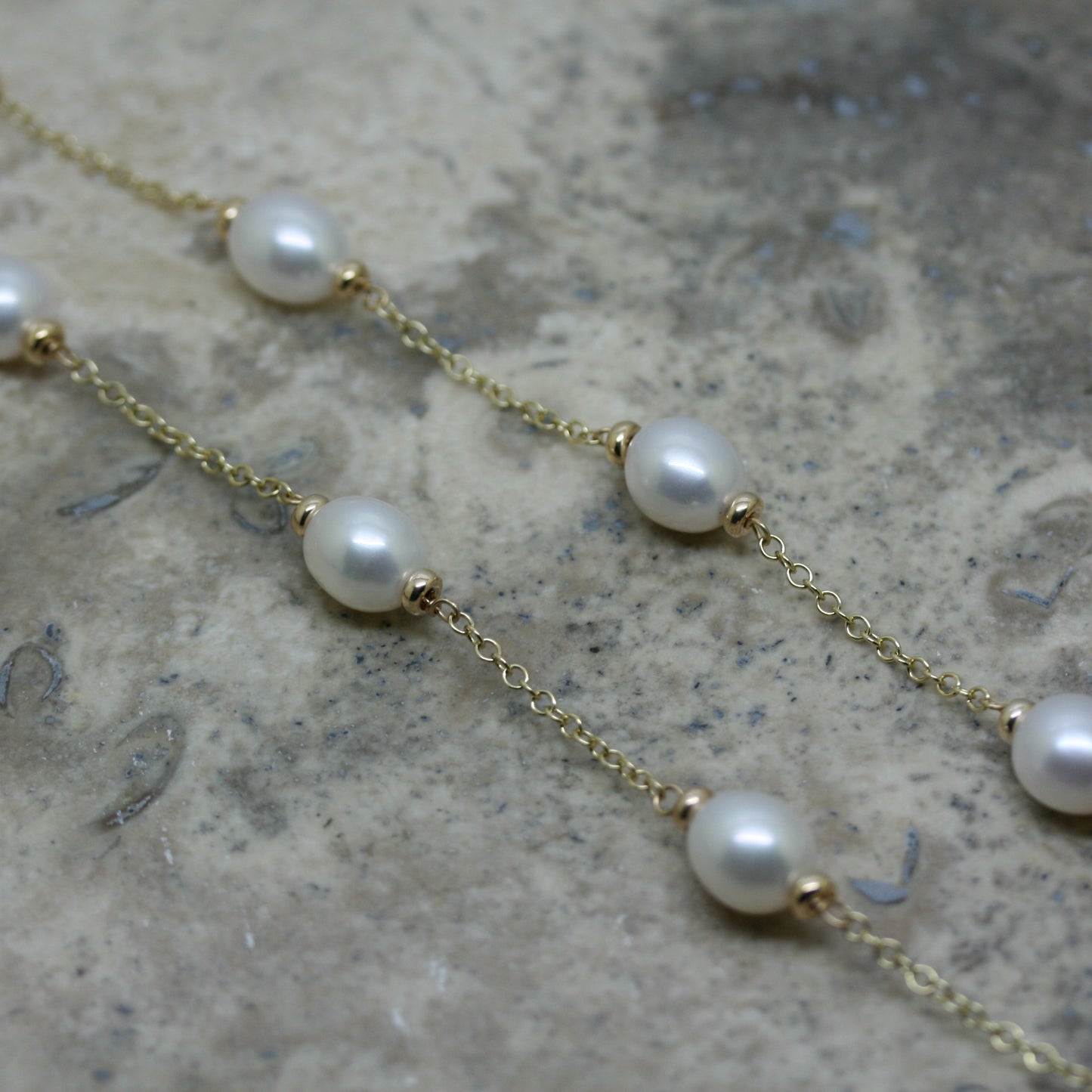 RAW 9ct Yellow Gold Chain & Cultured Pearl 'Berry' Necklace