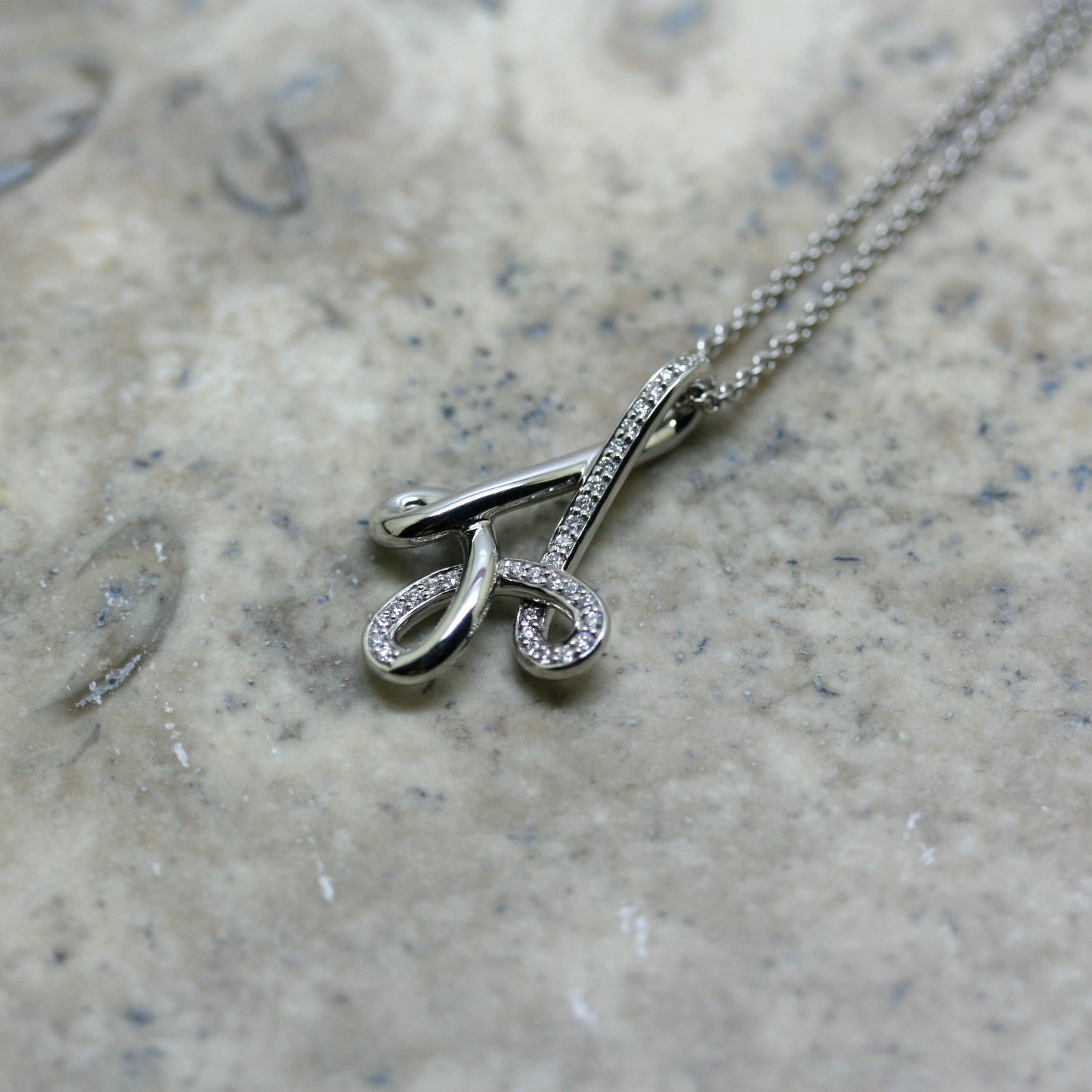 STOCKERT 'Script' 18ct White Gold & Diamond Pendant