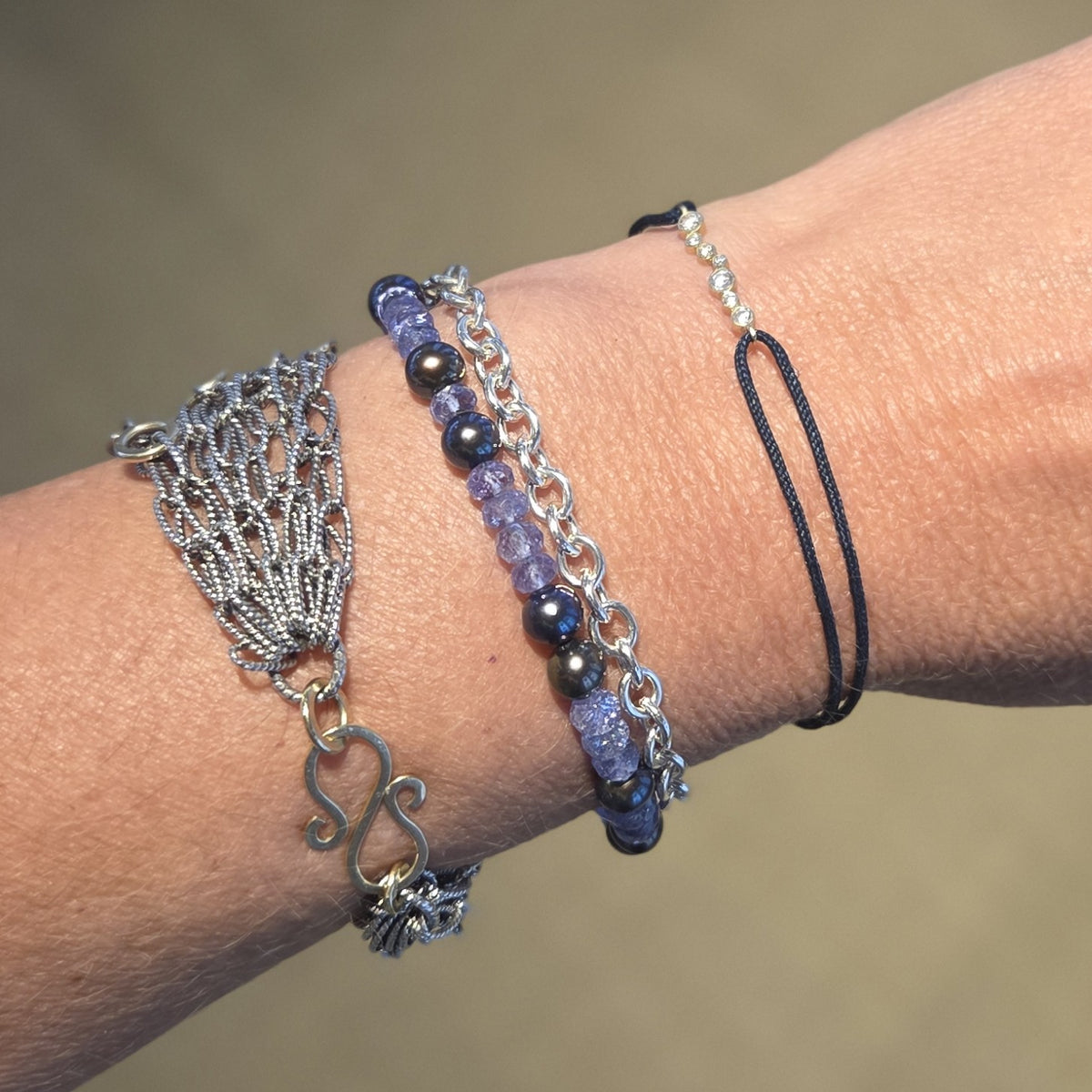 ADAM Silver Chain & Mixed Bead Bracelet