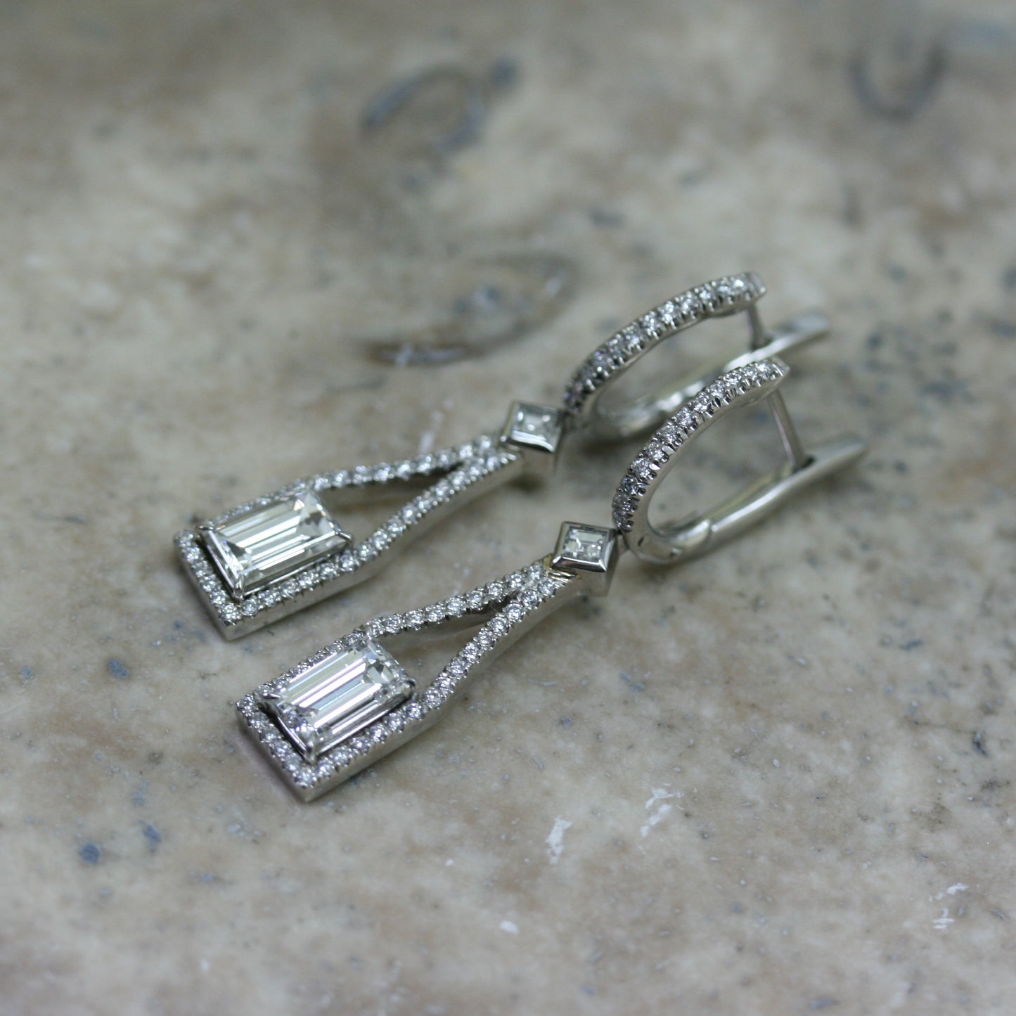SOLEY 18ct White Gold Art Deco Style Diamond Drop Earrings