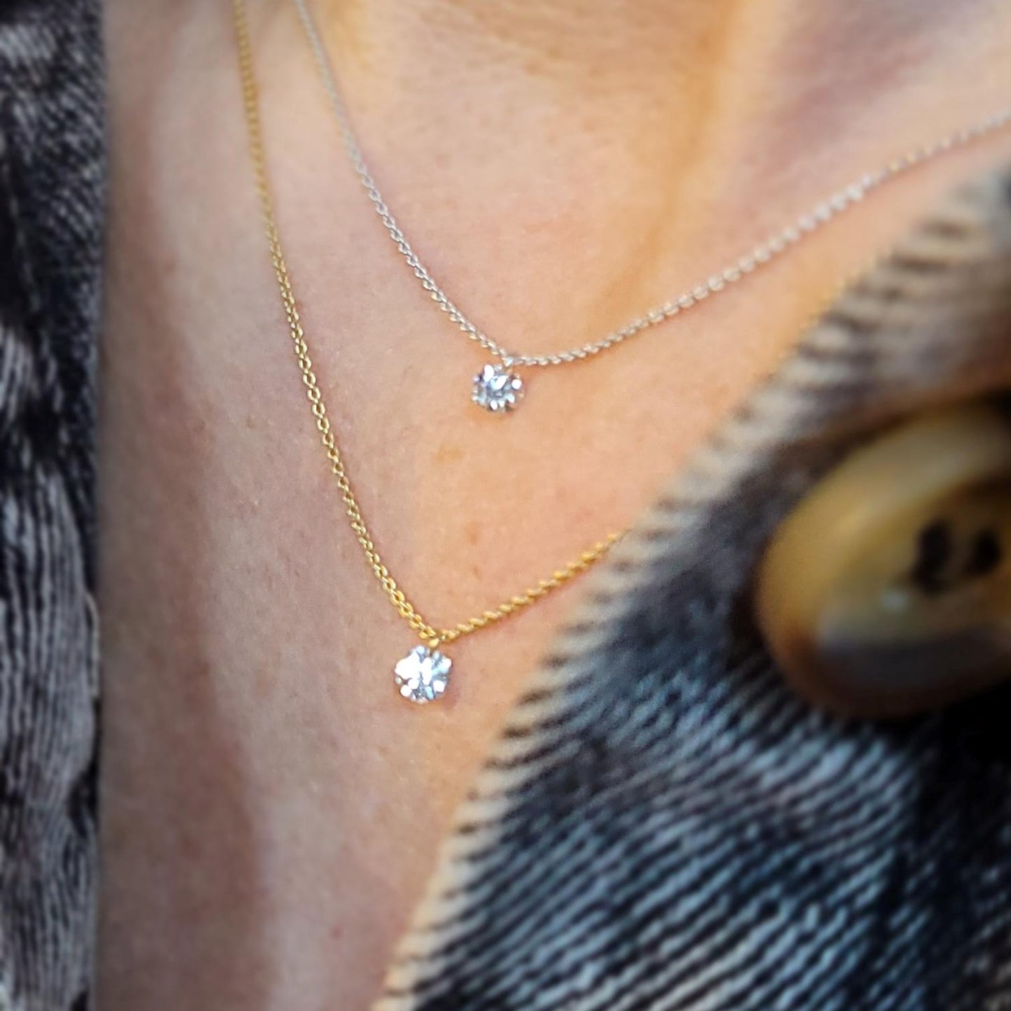 BUEL 18ct Gold 'Naked' Diamond Necklace