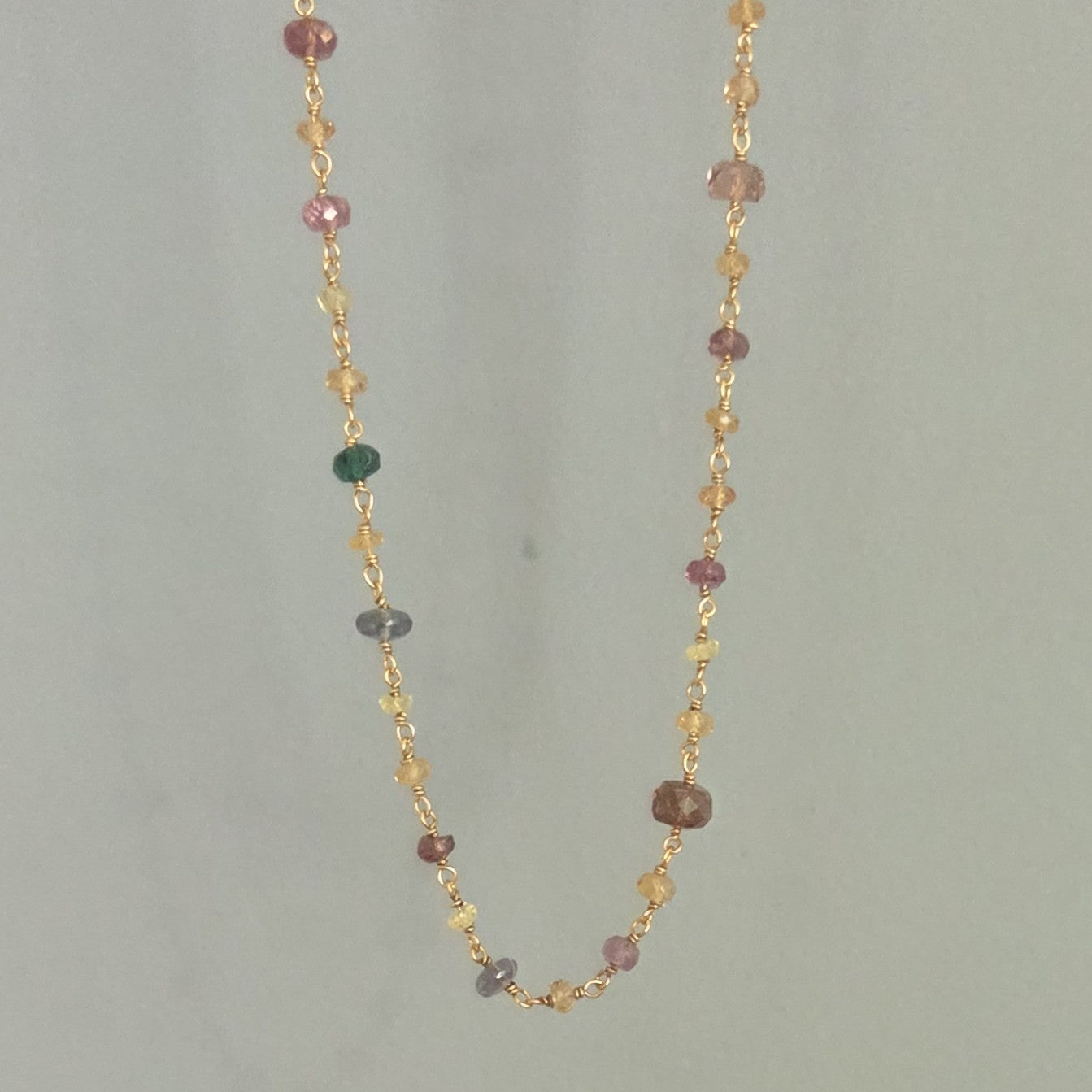 POMEGRANATE Yellow Gold Plated Silver Sapphire & Tourmaline Necklace