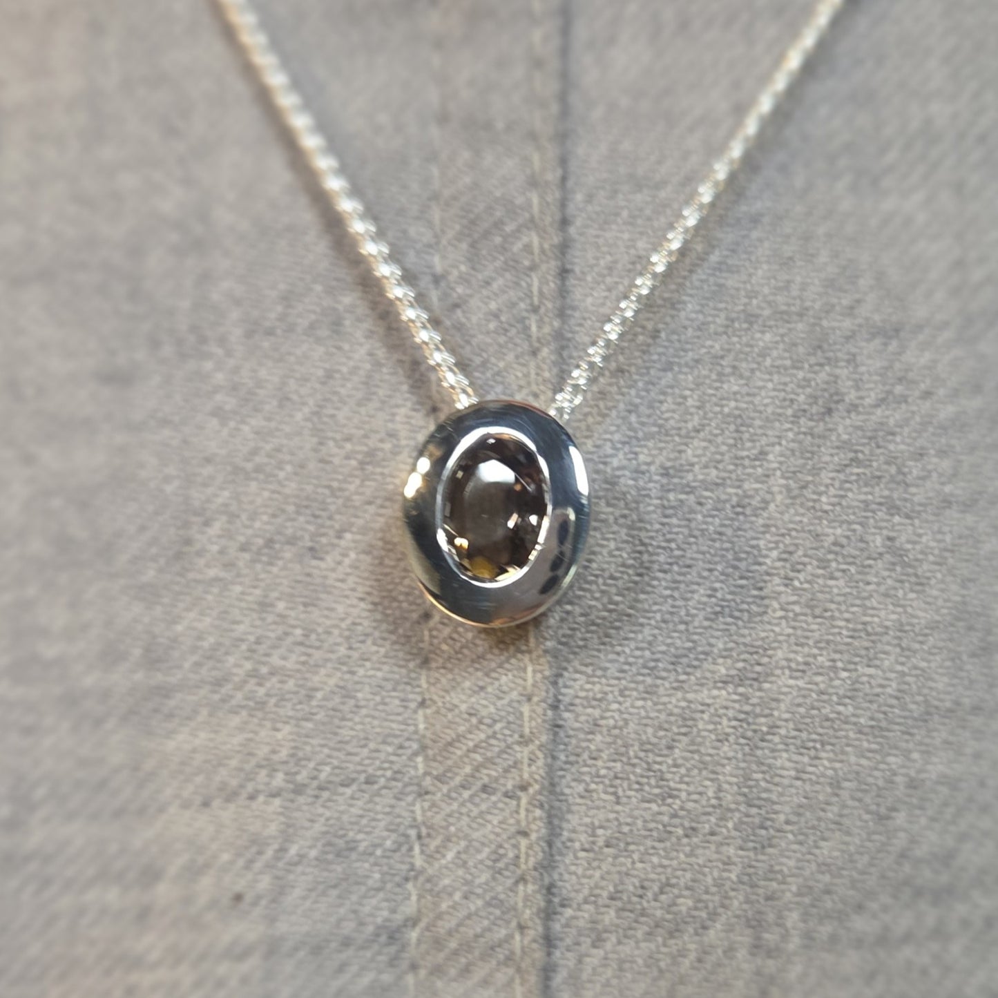 QUINN Silver & Smokey Quartz Necklace