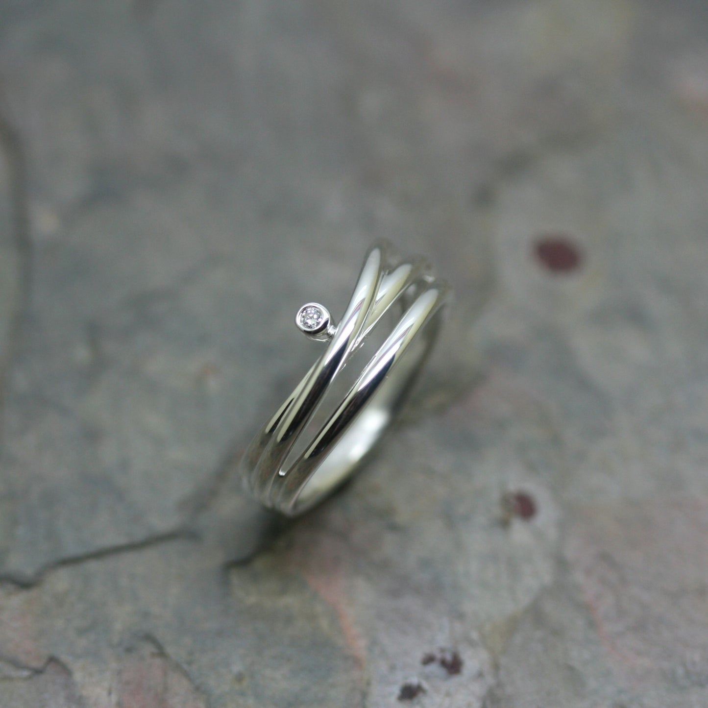QUINN Sterling Silver 'Diamond Wave' Ring