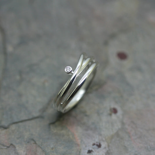 QUINN Sterling Silver 'Diamond Wave' Ring