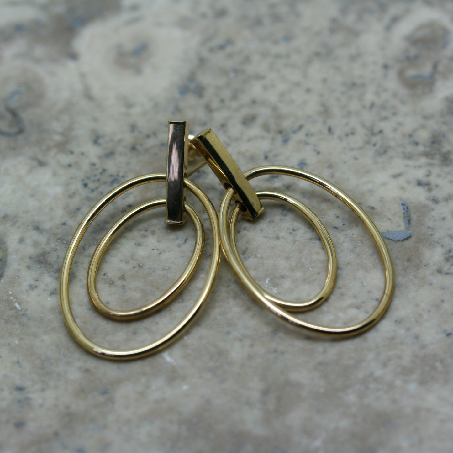 STUBBS 9CT Yellow Gold Drop Hoop Ear Studs