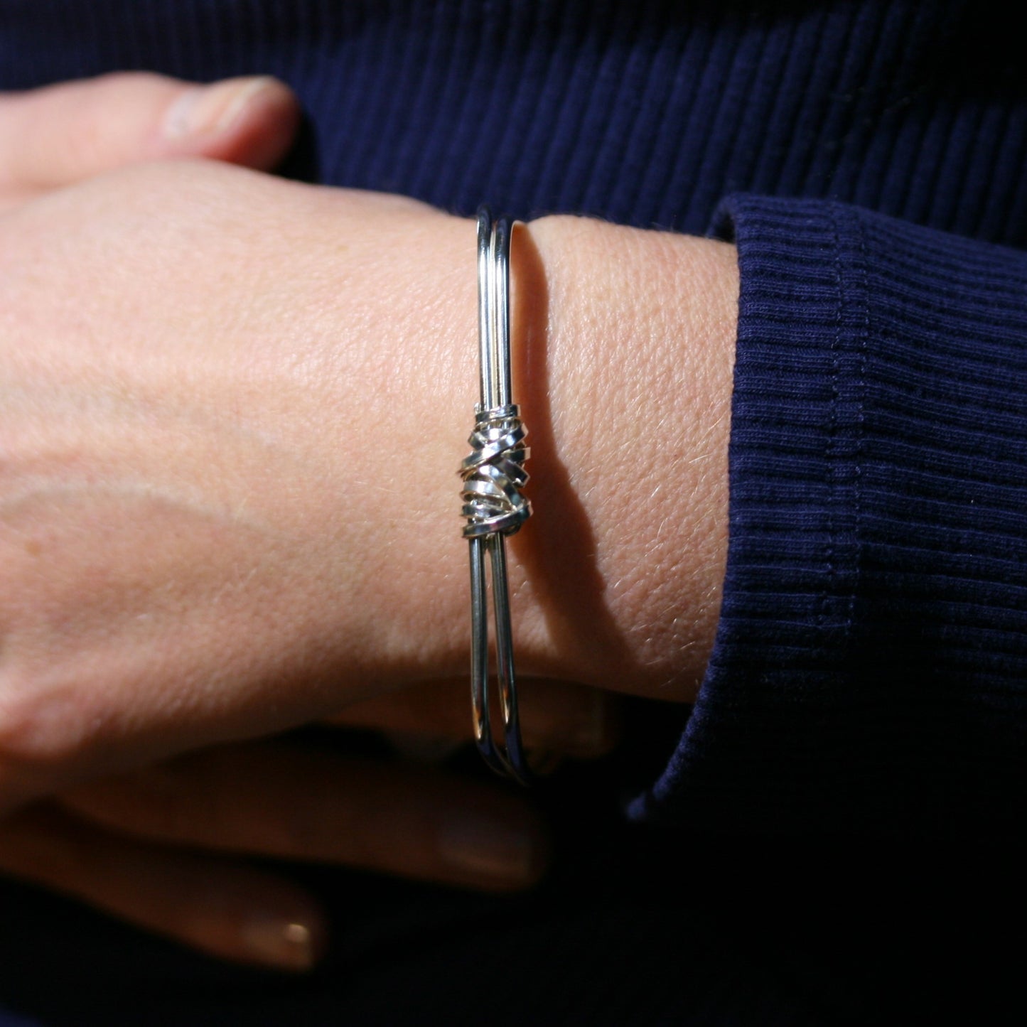 MA Ltd Silver 'Sator' Double Bangle