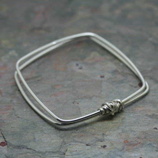 MA Ltd Silver 'Sator' Double Bangle