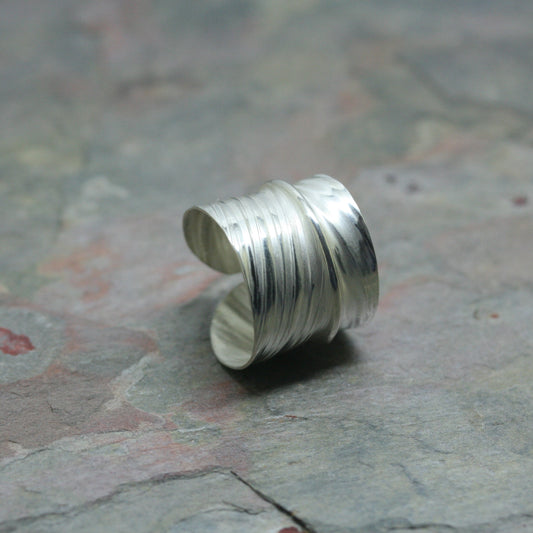 MA Ltd Silver 'Feather' Ring