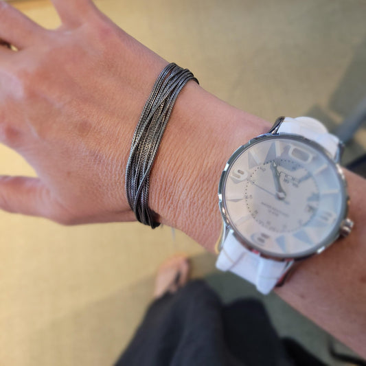 SAN Oxidised 9 Row Foxtail Silver Bracelet