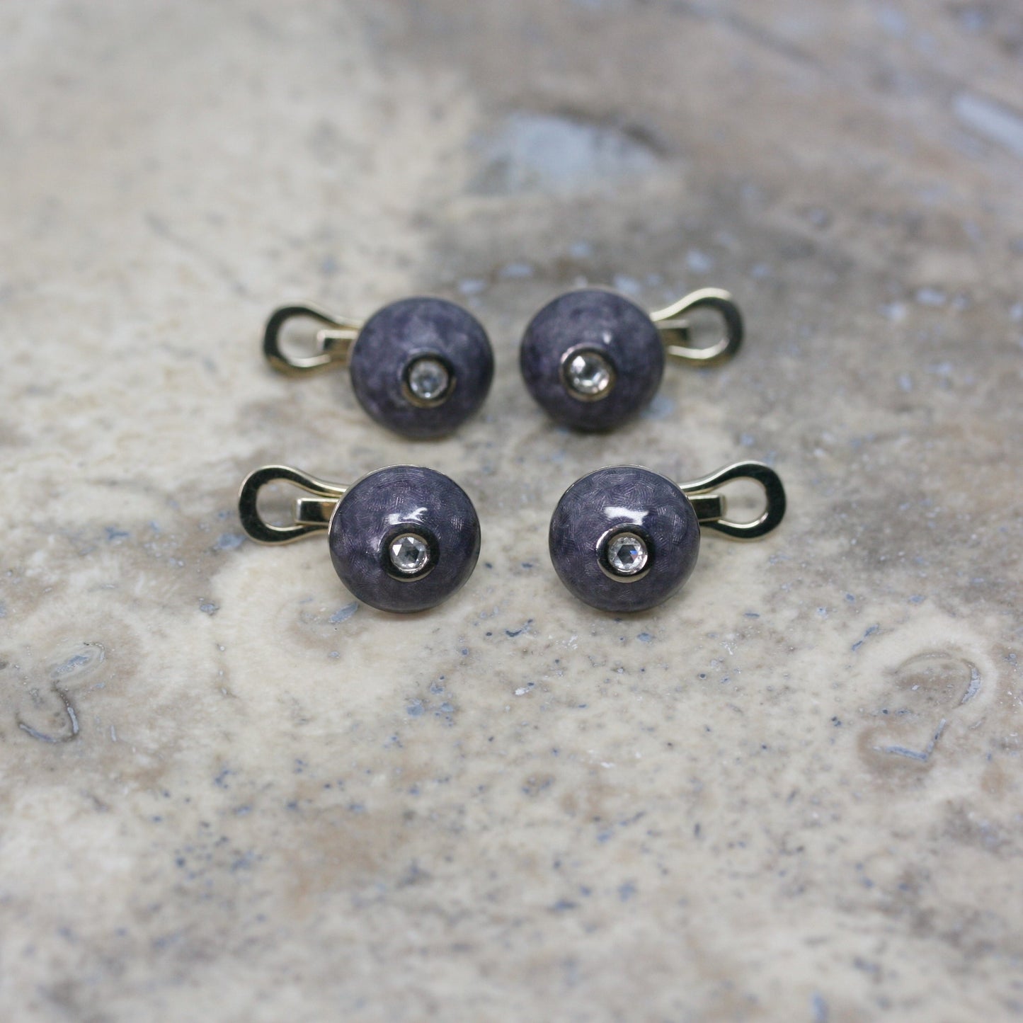 ADAM 18ct White Gold and Enamel 'Dumbell' Cufflinks