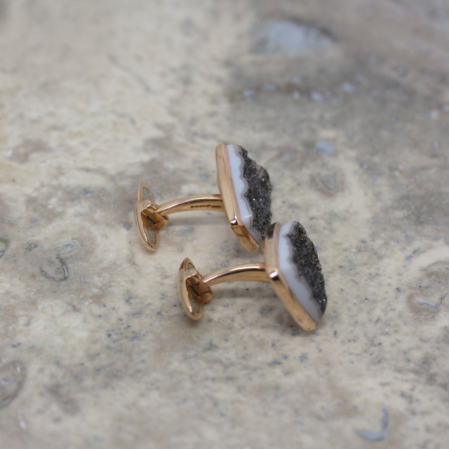 ADAM 18ct Rose Gold 'Druzy Agate' Cufflinks