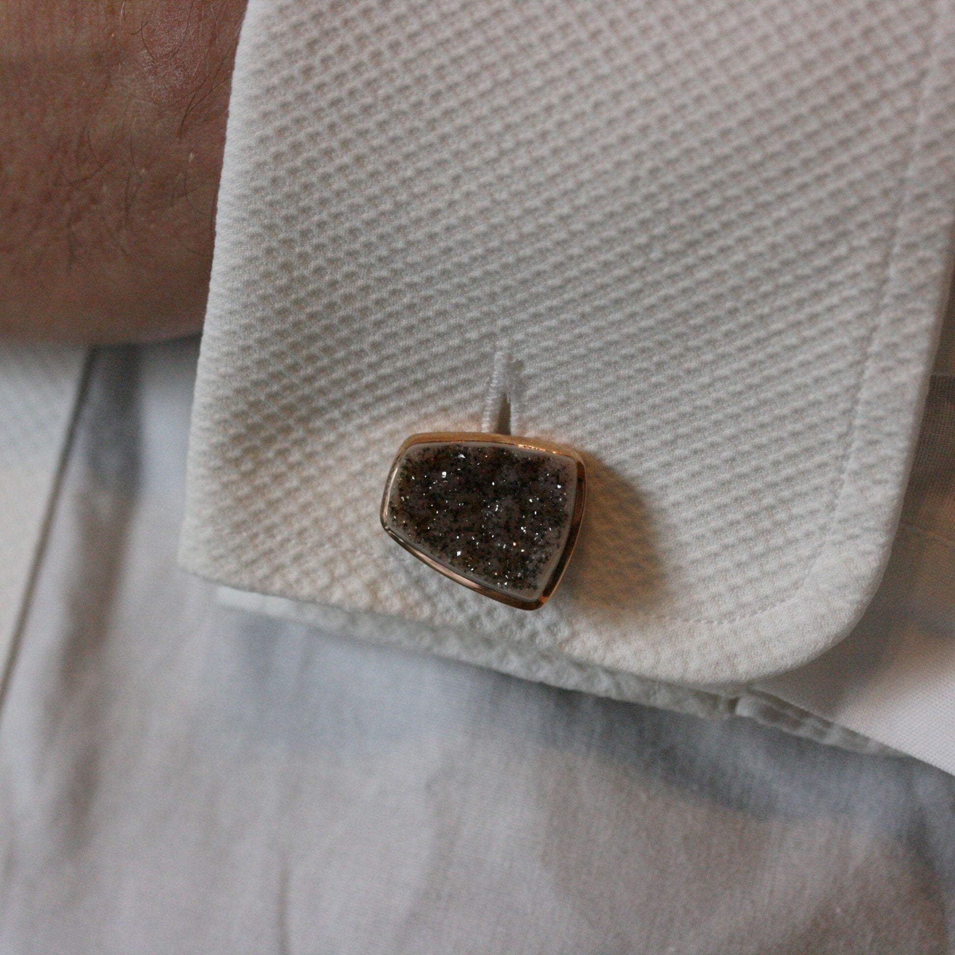 ADAM 18ct Rose Gold 'Druzy Agate' Cufflinks