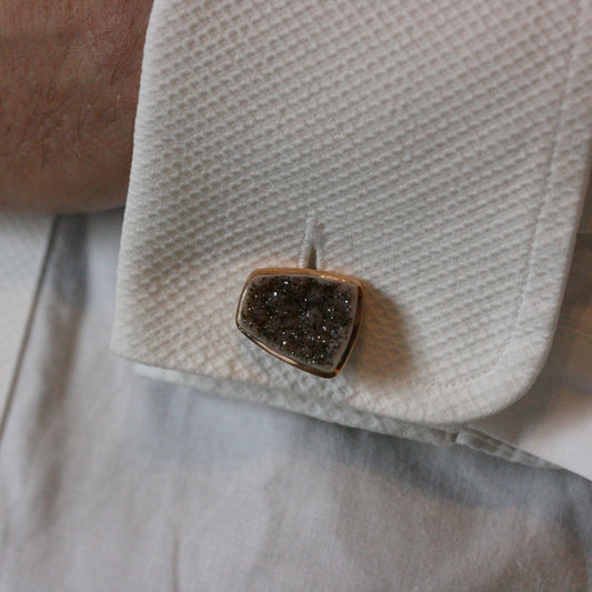 ADAM 18ct Rose Gold 'Druzy Agate' Cufflinks