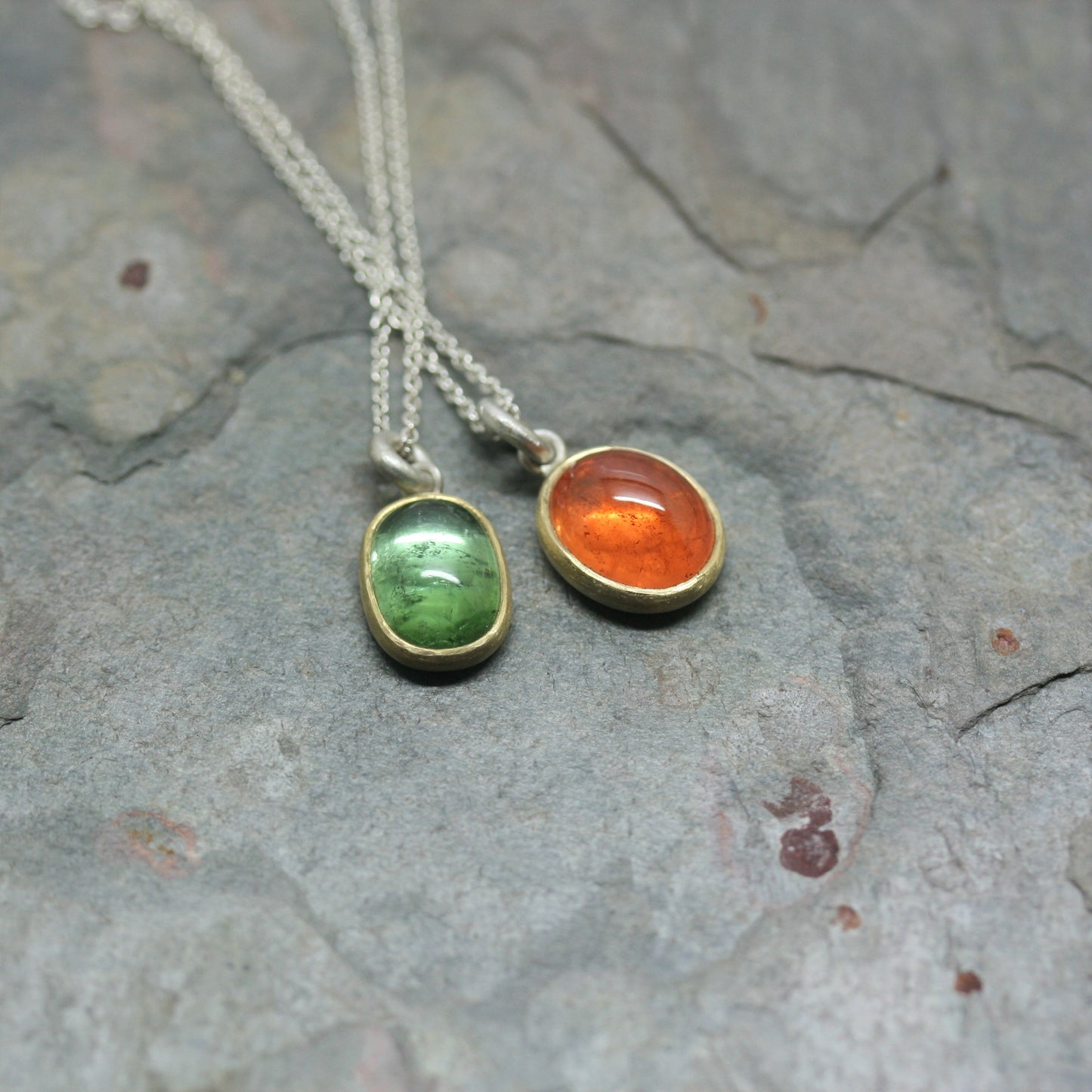 GOODMAN MORRIS Silver & 18ct Yellow Gold 'Puri' Tourmaline Pendant