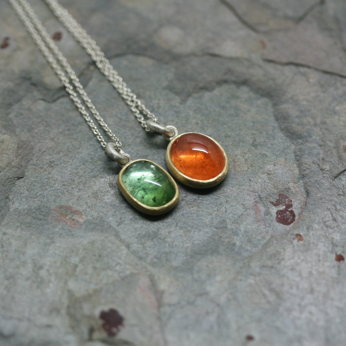 GOODMAN MORRIS Silver & 18ct Yellow Gold Mandarine Garnet Pendant