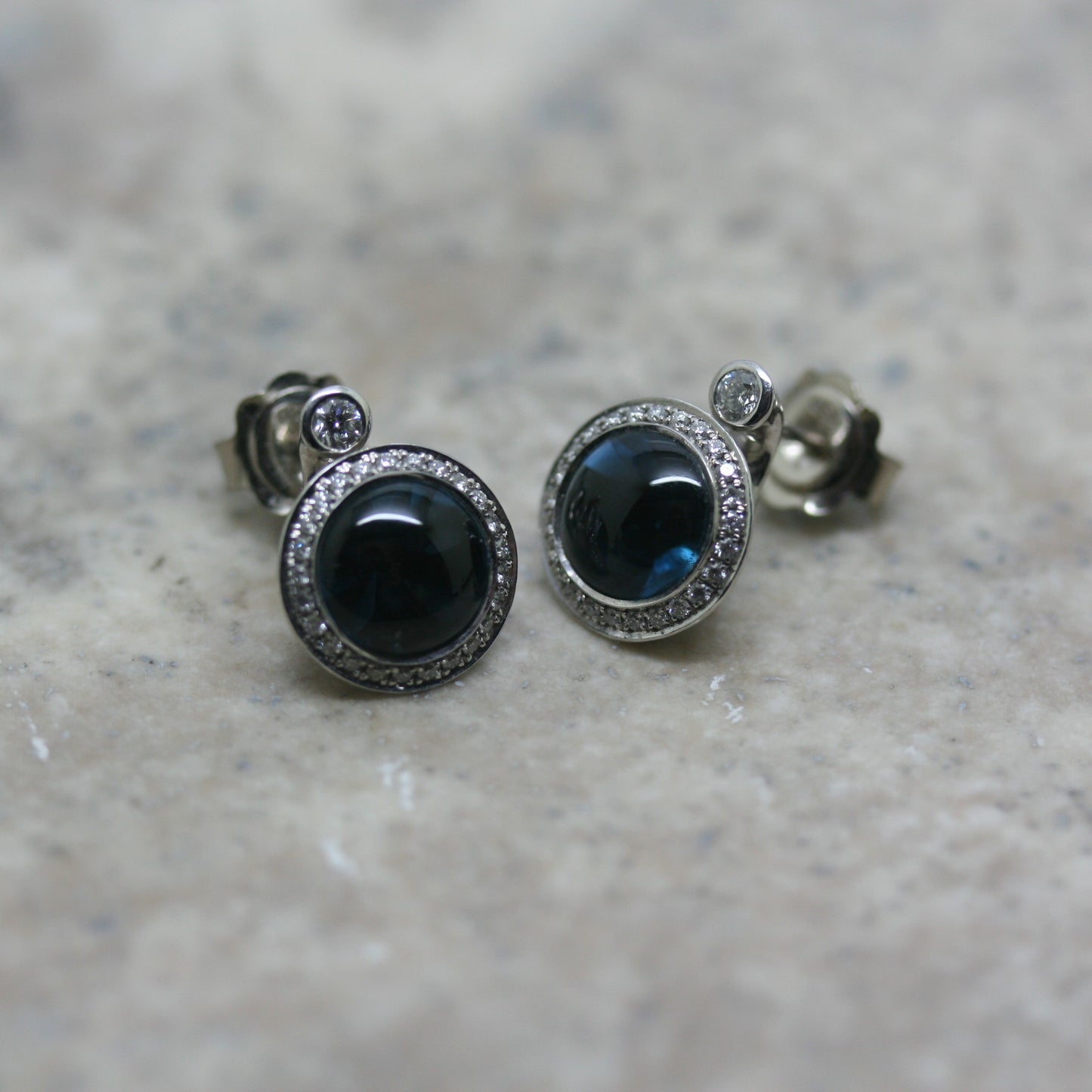 ANDREW GEOGHEGAN 18ct White Gold & Blue Topaz 'Satellite' Earrings