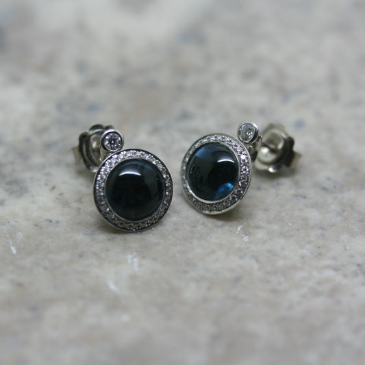 ANDREW GEOGHEGAN 18ct White Gold & Blue Topaz 'Satellite' Earrings