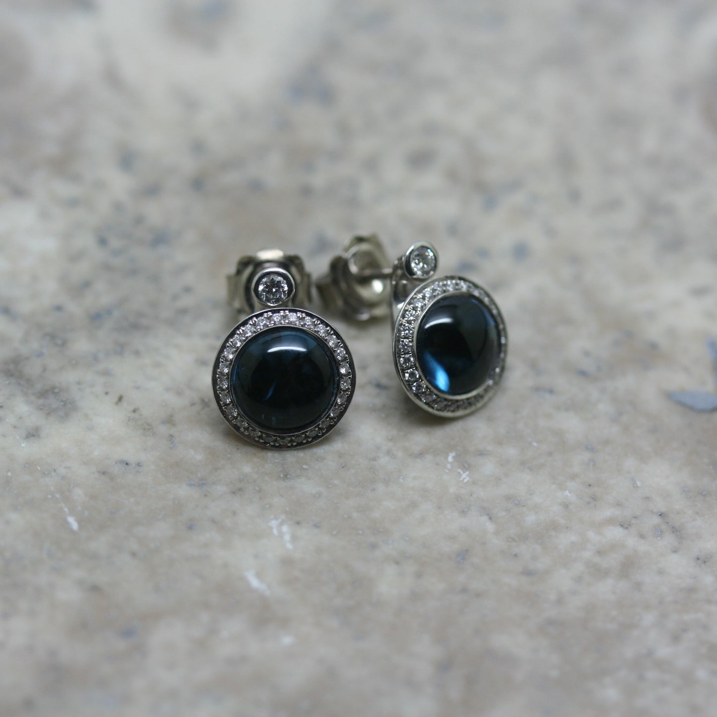 ANDREW GEOGHEGAN 18ct White Gold & Blue Topaz 'Satellite' Earrings