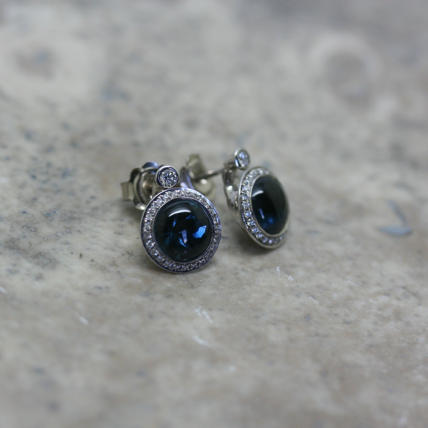 ANDREW GEOGHEGAN 18ct White Gold & Blue Topaz 'Satellite' Earrings