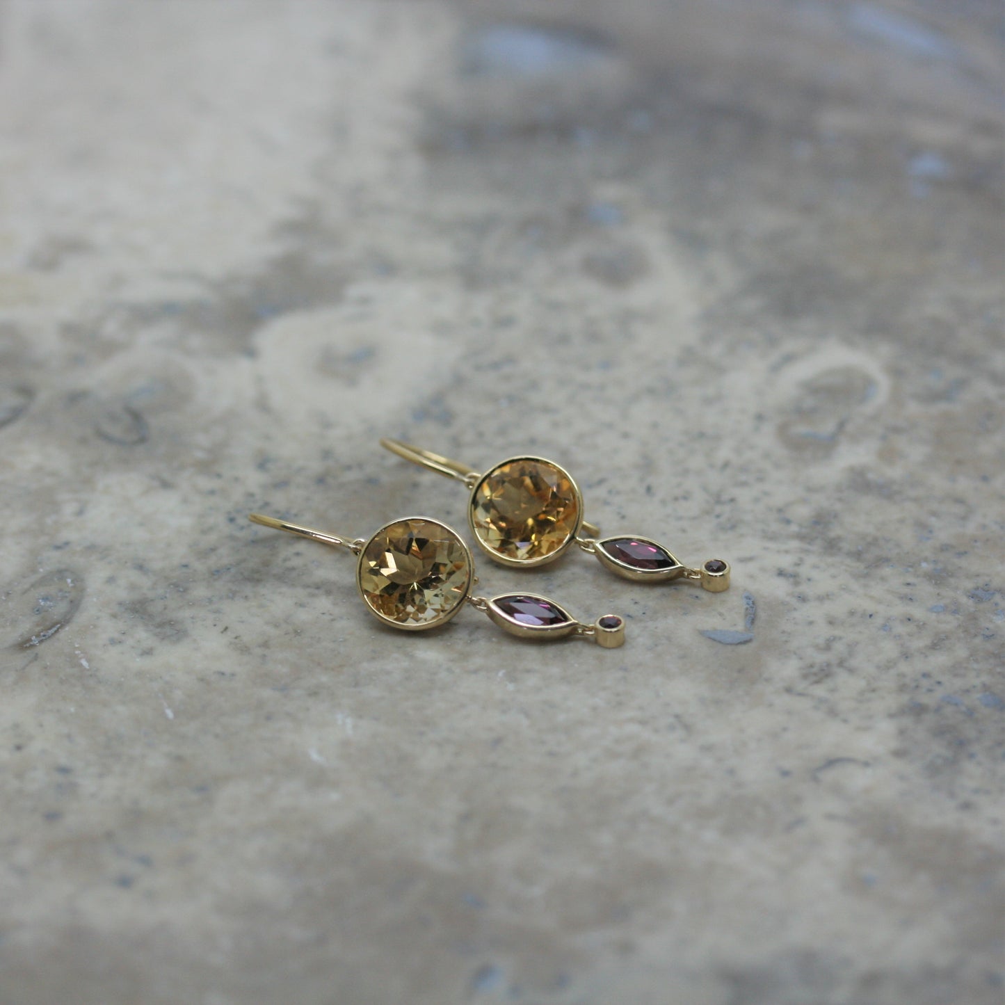 ODENWALD 18ct Yellow Gold 'Gem Dangle' Earrings