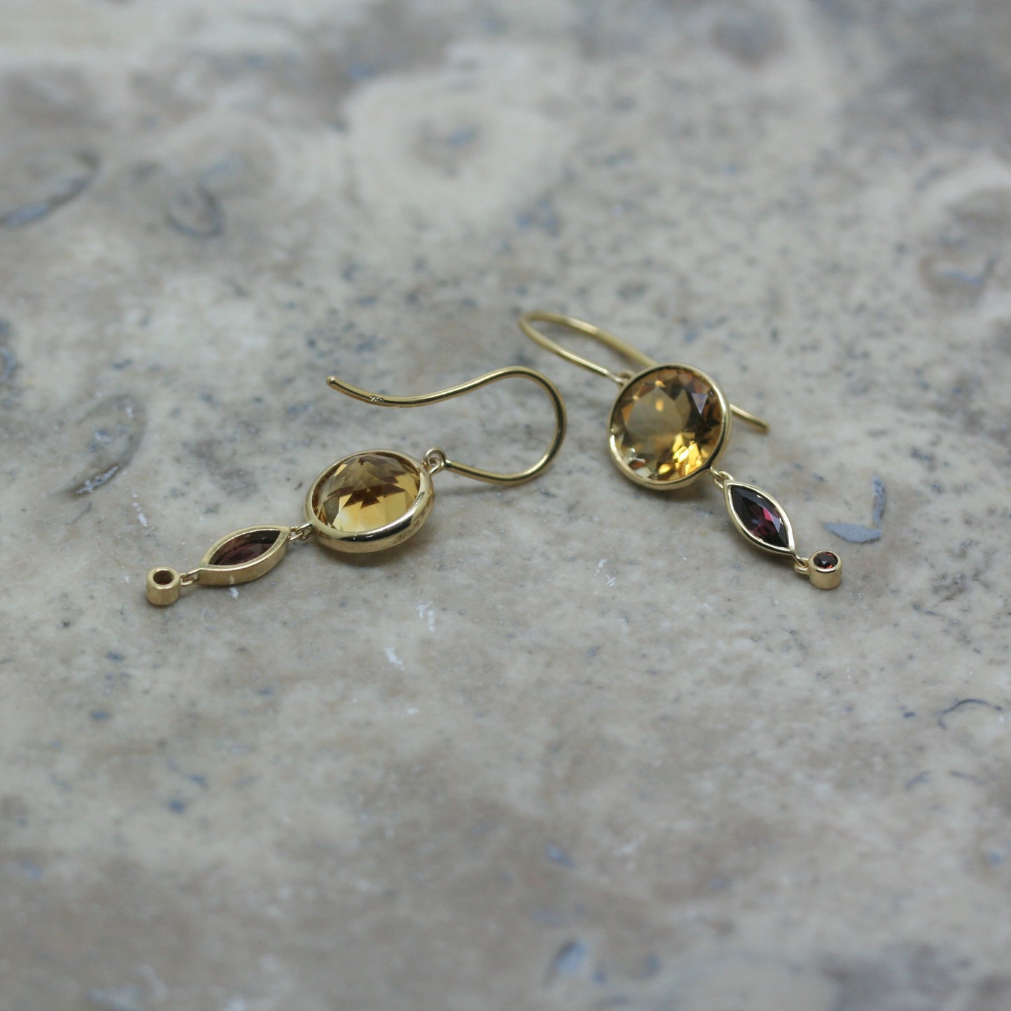 ODENWALD 18ct Yellow Gold 'Gem Dangle' Earrings