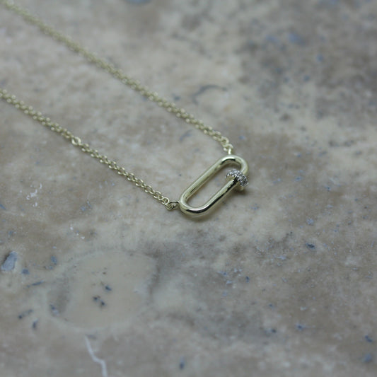 MEIRA T 14ct Yellow Gold & Diamond Single Paperclip Necklace