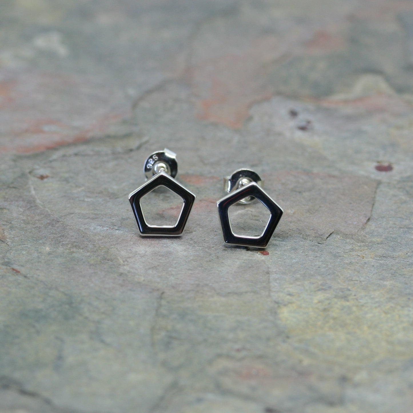 CURT Silver Pentagon Ear Studs