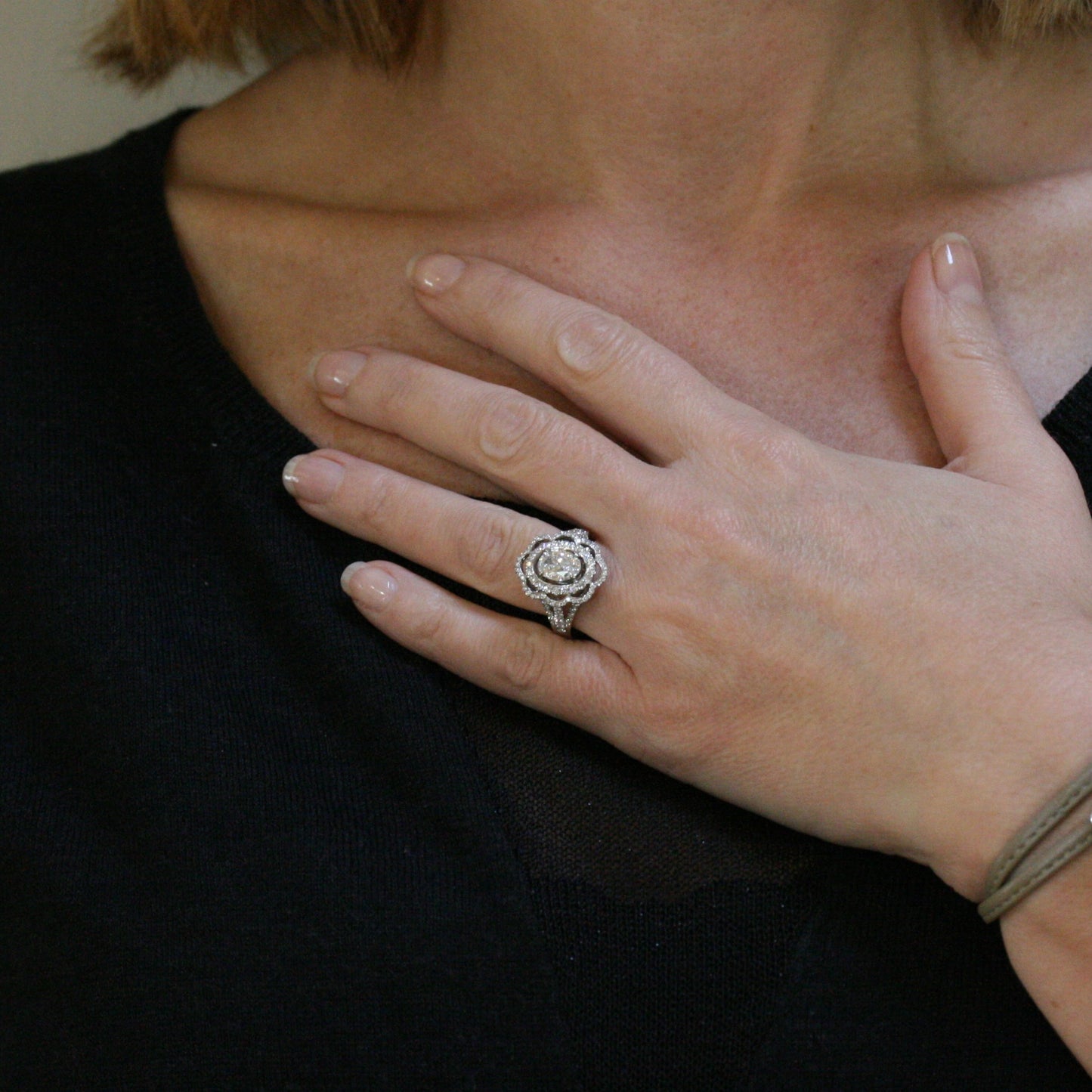 SOLEY Platinum & Diamond 'Scallop' ring