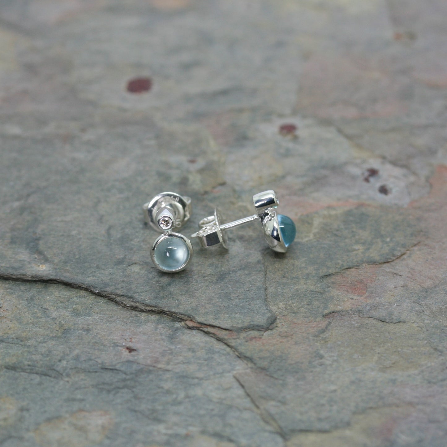 QUINN Silver, Blue Topaz & Diamond 'Sweet End' Stud Earrings