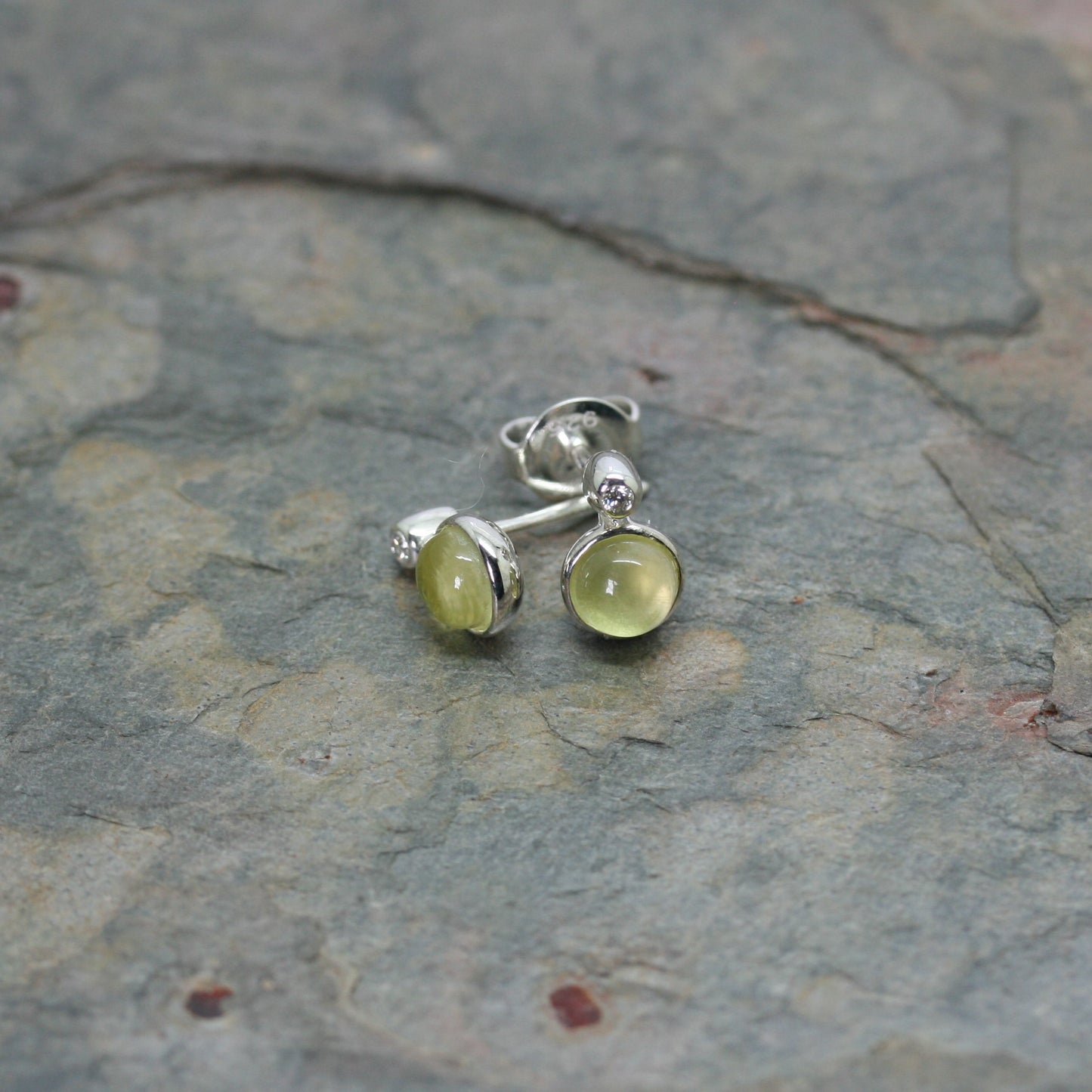 QUINN Silver, Lemon Quartz & Diamond 'Sweet End' Stud Earrings